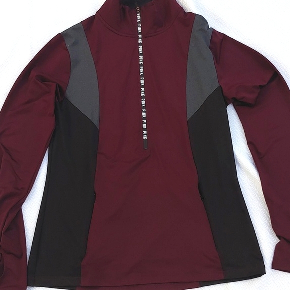 PINK Victoria's Secret Tops - Victoria's Secret PINK Zip Track Jacket in Red, Black, Gray, Size Large